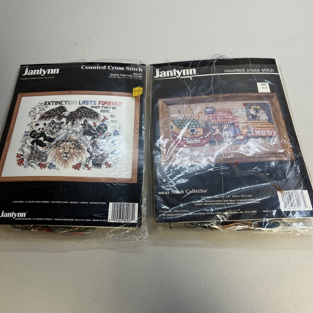 Janlynn Counted Cross Stitch Lot Of 2 Opened Animals